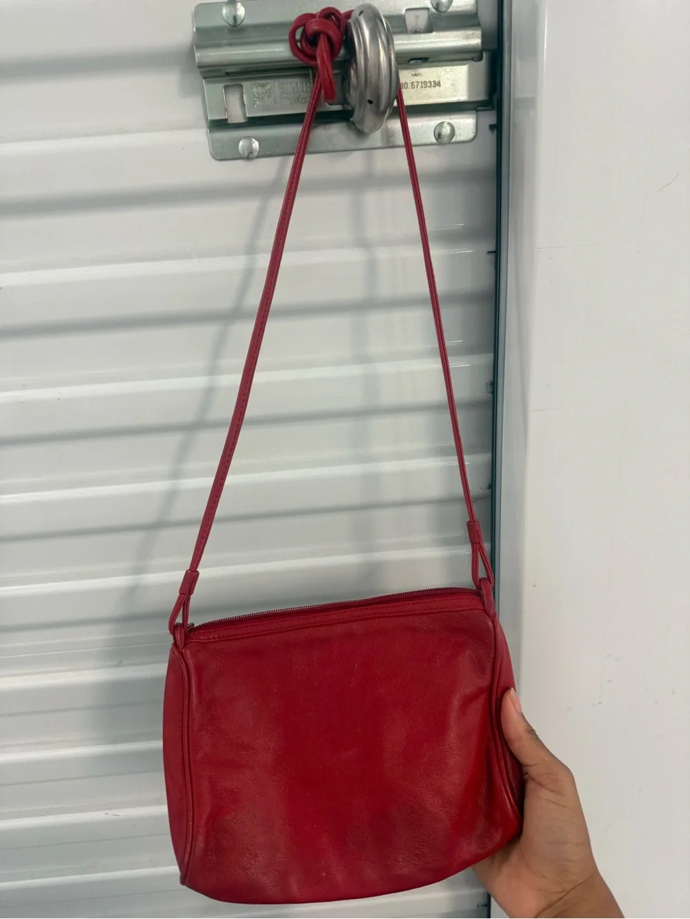 VTG Red Leather Woven Crossbody Shoulder Bag  bottega inspired
